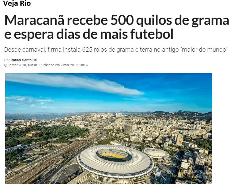 Maracanã recebe 500 quilos de grama veja rio